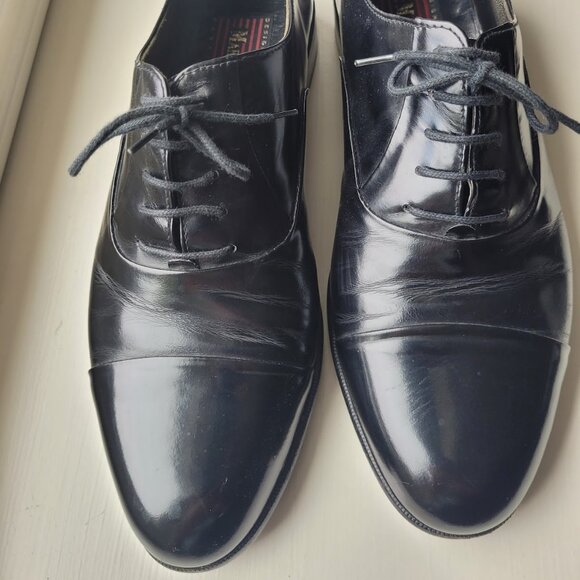 MARIO BRUNI VINTAGE MEN’S CAPTOE BLACK OXFORD, SIZE 9M - Picture 1 of 9